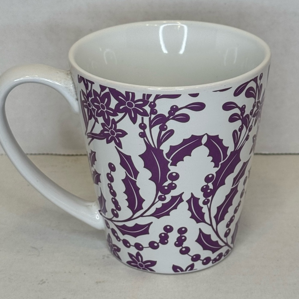 Starbucks 2017 Holiday Mug  Purple Poinsettia and Holly Berry Floral design - Picture 2 of 5